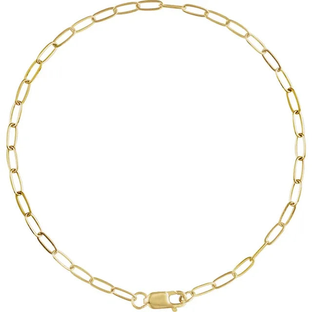 14K Gold-Filled Paperclip Chain Bracelet – 7"